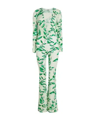 CIRCUS HOTEL CIRCUS HOTEL WOMAN JUMPSUIT LIGHT GREEN SIZE 6 COTTON, ELASTANE