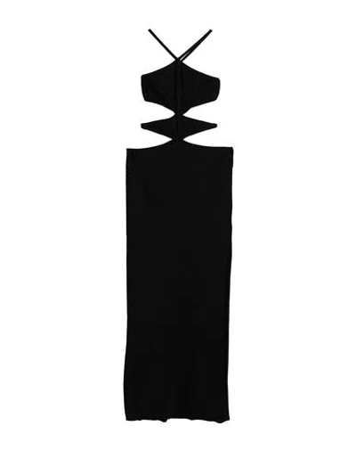 CIRCUS HOTEL CIRCUS HOTEL WOMAN MAXI DRESS BLACK SIZE 6 VISCOSE, POLYESTER, POLYAMIDE, LYOCELL