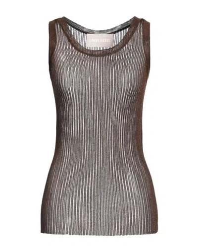 CIRCUS HOTEL CIRCUS HOTEL WOMAN TANK TOP BROWN SIZE 6 VISCOSE, POLYESTER