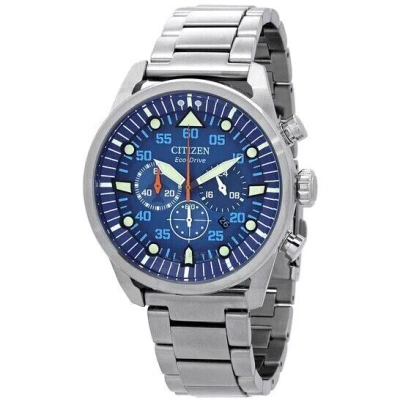 CITIZEN CITIZEN CA4211-72L ECO-DRIVE AVION BLUE CHRONOGRAPH DIAL STEEL MENS WATCH