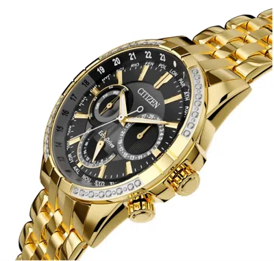 CITIZEN CITIZEN ECO DRIVE MAN'S CALENDRIER DIAMOND GOLE TONE WATCH BU2082-56E
