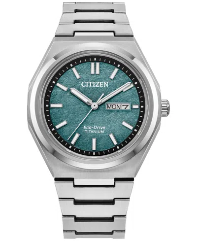 CITIZEN ECO-DRIVE MEN'S ZENSHIN SILVER-TONE SUPER TITANIUM BRACELET WATCH 39MM
