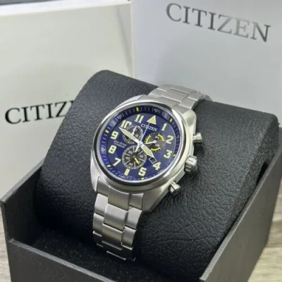 CITIZEN NEW✅TITANIUM✅ CITIZEN ECO-DRIVE GARRISON BLUE NUMBER DIAL MEN'S WATCH AT2480-57L