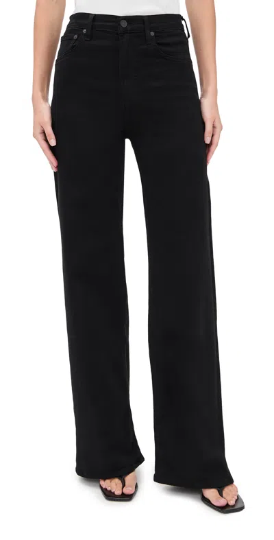 CITIZEN OF HUMANITY LYRA WIDE LEG JEANS PLUSH BLACK