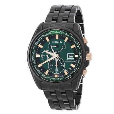 CITIZEN CITIZEN PERPETUAL ALARM WORLD TIME ECO-DRIVE GMT GREEN DIAL MEN'S WATCH
