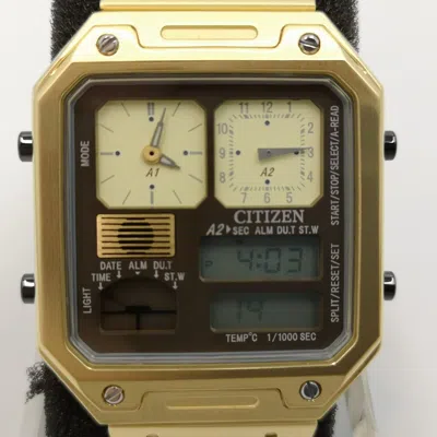 CITIZEN CITIZEN RECORD LABEL JG2122-60W GOLD CHRONOGRAPH MEN'S WATCH IN BOX