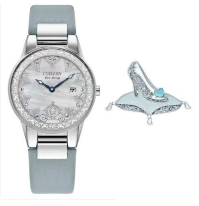 CITIZEN WOMENS CITIZEN ECO DRIVE DISNEY CINDERELLA BOX SET QUARTZ WATCH PIN $500 W32