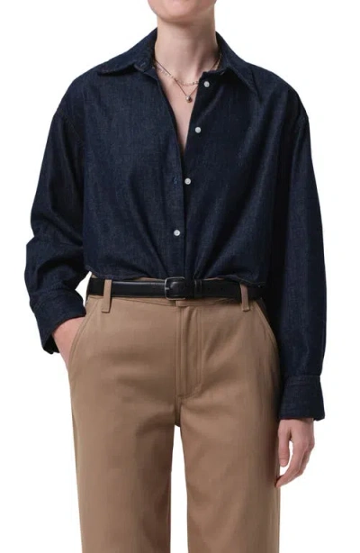 CITIZEN OF HUMANITY CITIZENS OF HUMANITY ANA CROP DENIM BUTTON-UP SHIRT