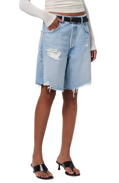 CITIZEN OF HUMANITY CITIZENS OF HUMANITY AYLA FRAYED BAGGY LONG DENIM SHORTS