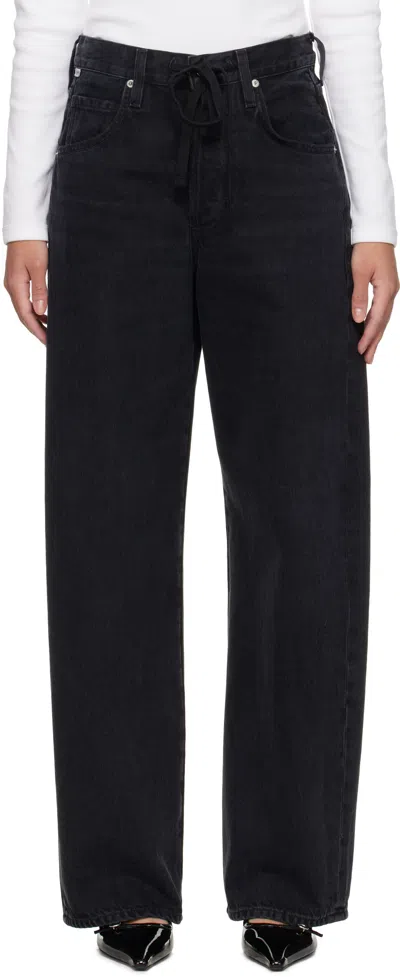 CITIZEN OF HUMANITY BLACK BRYNN DRAWSTRING JEANS
