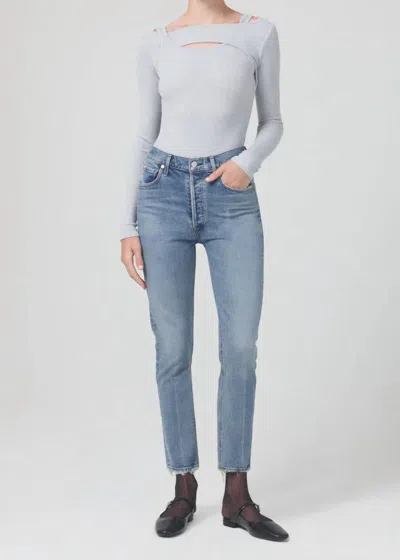CITIZEN OF HUMANITY JOLENE HIGH RISE STRAIGHT JEANS IN DIMPLE