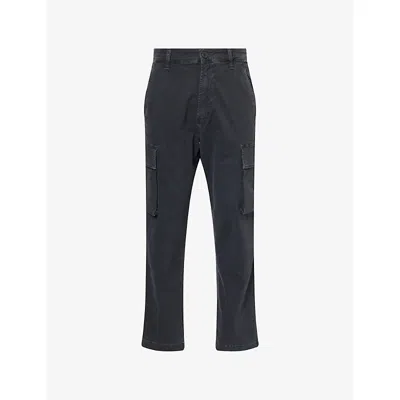 CITIZEN OF HUMANITY MENS WASHED BLACK DILLON PATCH-POCKET STRAIGHT-LEG MID-RISE STRETCH-COTTON TROUSERS