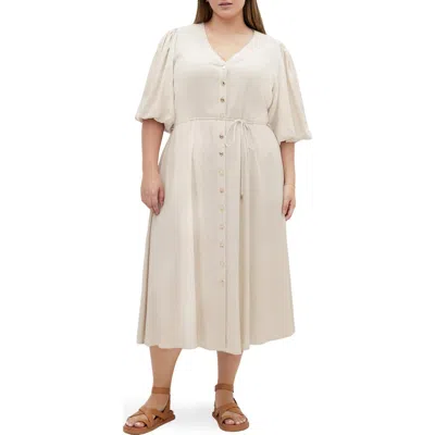 CITY CHIC CITY CHIC DAHLIA PUFF SLEEVE MIDI DRESS