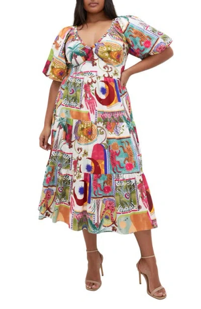 CITY CHIC CITY CHIC SIMONA PRINT MIDI DRESS