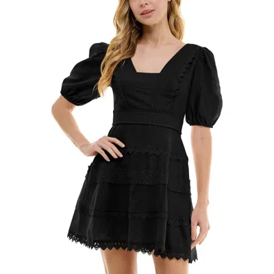 CITY STUDIO JUNIORS WOMENS LACE TRIM MINI FIT & FLARE DRESS