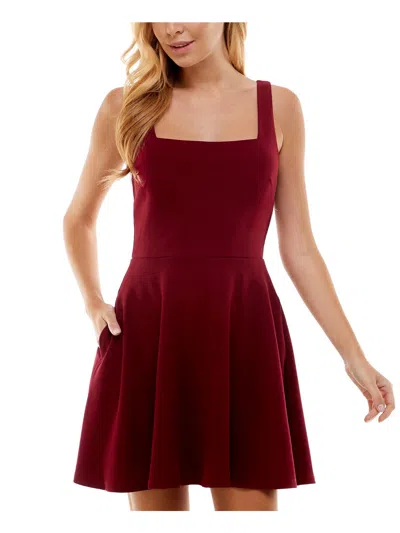 CITY STUDIOS JUNIORS WOMENS PADDED BUST PANEL FIT & FLARE DRESS