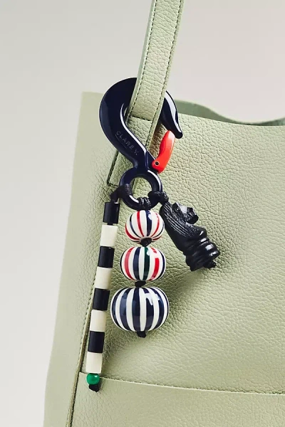 CLARE V BEADED STRIPE FOB CHARM