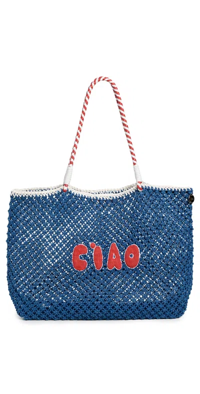 CLARE V L'ETE TOTE COBALT W/ POPPY & CREAM CIAO