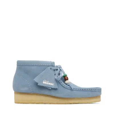 CLARKS BLUE WALLABEE BOOTS