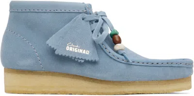 CLARKS ORIGINALS BLUE WALLABEE BOOTS