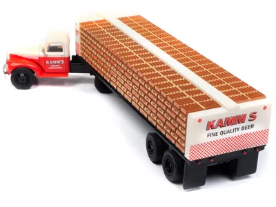 CLASSIC METAL WORKS 1941-1946 CHEVROLET TRACTOR RED AND WHITE WITH FLATBED BOTTLE TRAILER "KAMM'S BEER" "MINI METALS" SE