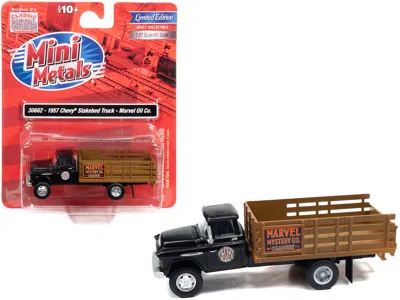 CLASSIC METAL WORKS 1957 CHEVROLET STAKEBED TRUCK MATT BLACK "MARVEL MYSTERY OIL CO." 1/87 (HO) SCALE MODEL CAR BY CLASS