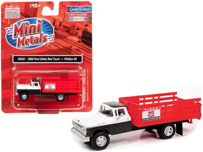 CLASSIC METAL WORKS 1960 FORD STAKE BED TRUCK "PHILLIPS 66" BLACK AND WHITE WITH RED STAKES 1/87 (HO) SCALE MODEL CAR BY