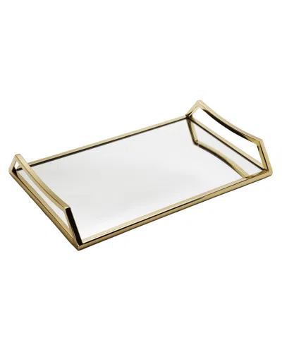 CLASSIC TOUCH OBLONG MIRROR SERVING TRAY WITH HANDLES