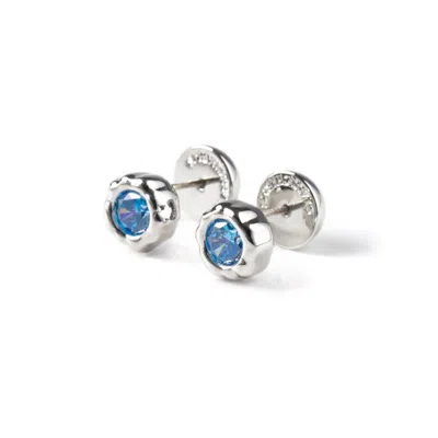 CLASSICHARMS WOMEN'S BLUE / SILVER SKYLER SILVER MOLTEN SKY BLUE STUD EARRINGS