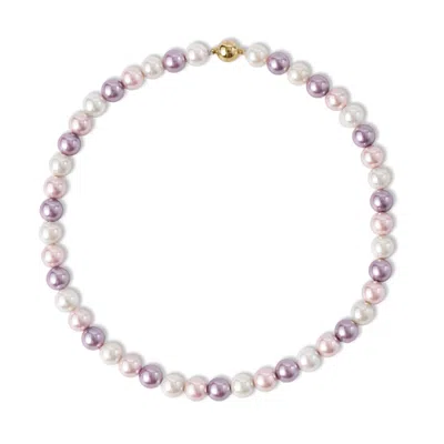 CLASSICHARMS WOMEN'S GOLD / PURPLE LYDIA PURPLE SHELL PEARL STRAND CHOKER NECKLACE-GOLD