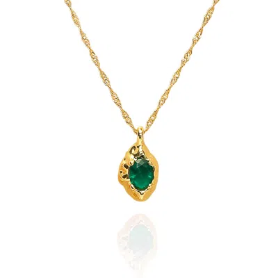 CLASSICHARMS WOMEN'S GREEN EMERALD PENDANT NECKLACE