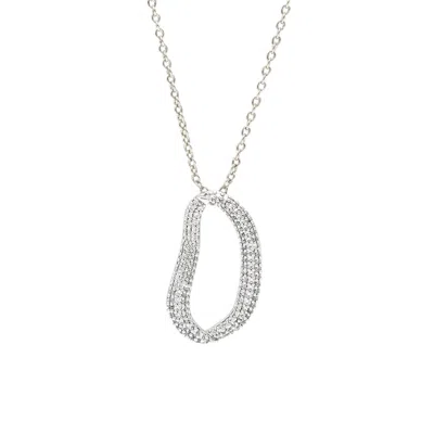 CLASSICHARMS WOMEN'S INFINITY SILVER PAVÉ DIAMOND IRREGULAR HOOP PENDANT NECKLACE
