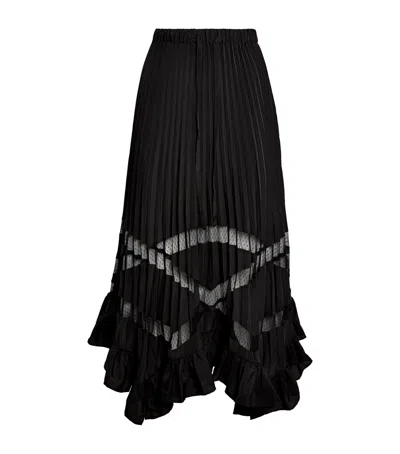 CLAUDIE PIERLOT PLEATED ASYMMETRIC MIDI SKIRT