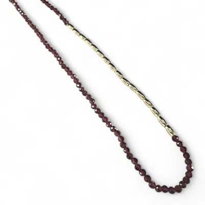 CLEMENCE WREN WOMEN'S RED / PINK / GOLD ASYMMETRIC GEMSTONE NECKLACE GOLD NUGGETS - RED PINK