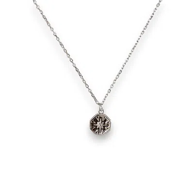 CLEMENCE WREN WOMEN'S WHITE / SILVER HEXAGON CHARM PENDANT NECKLACE - SILVER