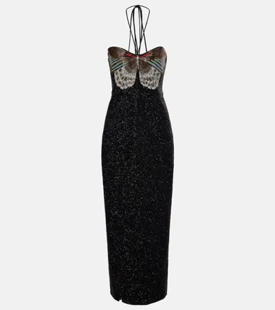 CLIO PEPPIATT MARIPOSA EMBELLISHED HALTERNECK GOWN