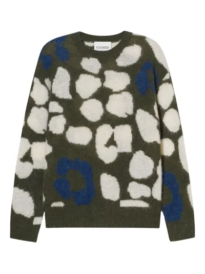 CLOSED INTARSIA-FLORAL PATTERN SWEATER