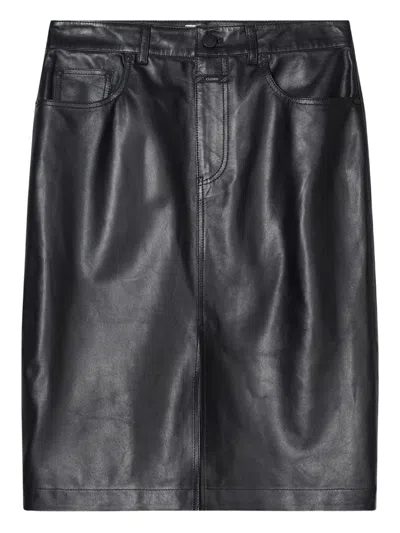 CLOSED LEATHER MIDI SKIRT