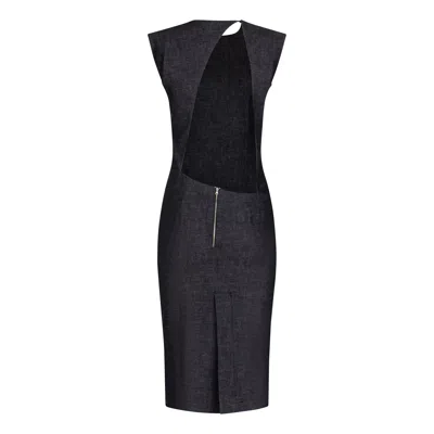 CLOTHES BY LOCKER ROOM WOMEN'S BLUE DENIM CUTOUT MIDI DRESS