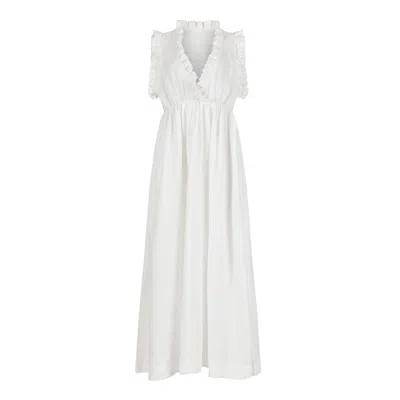 CLOTHES BY LOCKER ROOM WOMEN'S WHITE RUFFLED COTTON-BLEND MAXI DRESS