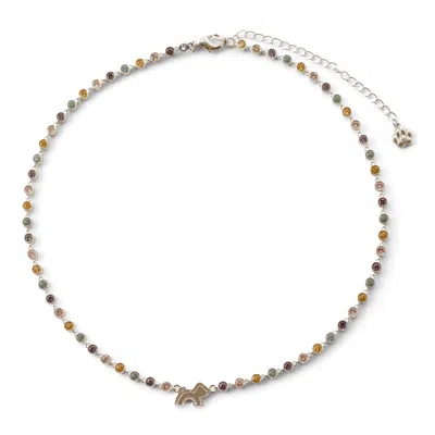 CLOUD HAVEN WOMEN'S CLOUD HAVEN MINI MULTICOLOR CZ LOGO PENDANT NECKLACE SILVER