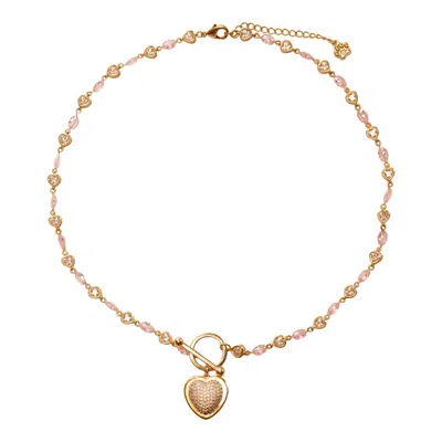 CLOUD HAVEN WOMEN'S GOLD CLOUD HAVEN STUDDED HEART CLASP NECKLACE