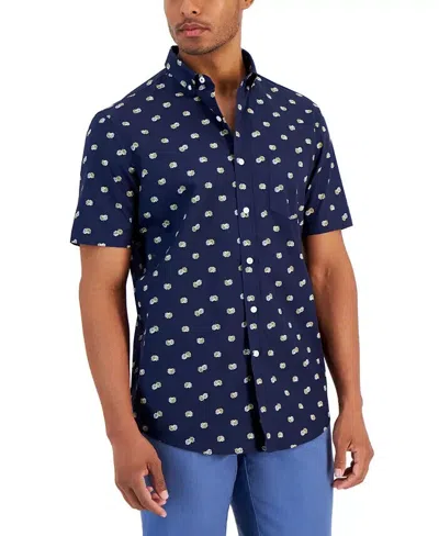 CLUB ROOM 100168368MN POPLIN SHIRT MEN'S NAVY REGULAR FIT BUTTON-DOWN MCWW5