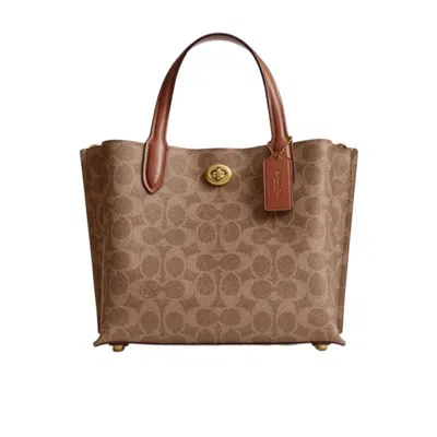 COACH 蔻驰(COACH)女士单肩包涂层帆布小牛皮手提斜挎包日常通勤百搭配