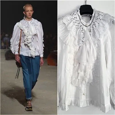 COACH COACH 1941 PRAIRIE RUFFLE BLOUSE LAYERED STUDDED COTTON LINEN BLEND WOMEN'S 4