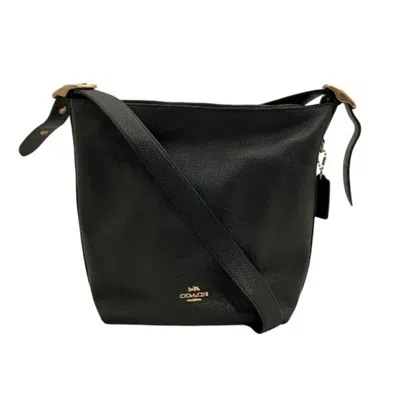 COACH COACH BLACK LEATHER SHOULDER BAG (PRE-OWNED)