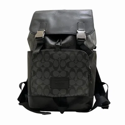 COACH COACH SIGNATURE BLACK GRAY PVC LEATHER BACKPACK (PRE-OWNED)