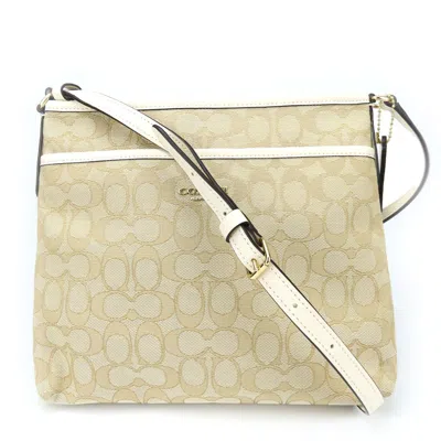 COACH SIGNATURE IVORY CANVAS LEATHER SHOULDER BAG (PRE-OWNED)