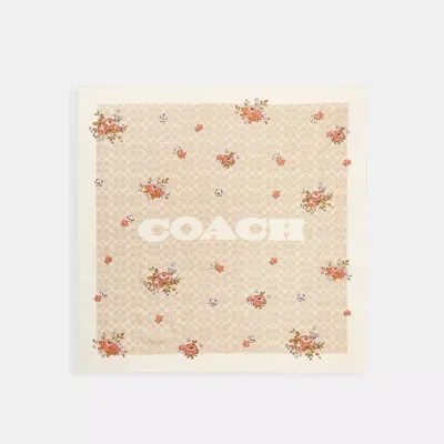 COACH SIGNATURE SPRING BLOSSOM PRINT SILK SQUARE SCARF