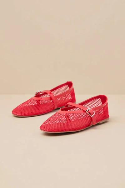 COCONUTS BY MATISSE NOLITA RED MESH BUCKLE BALLET FLATS